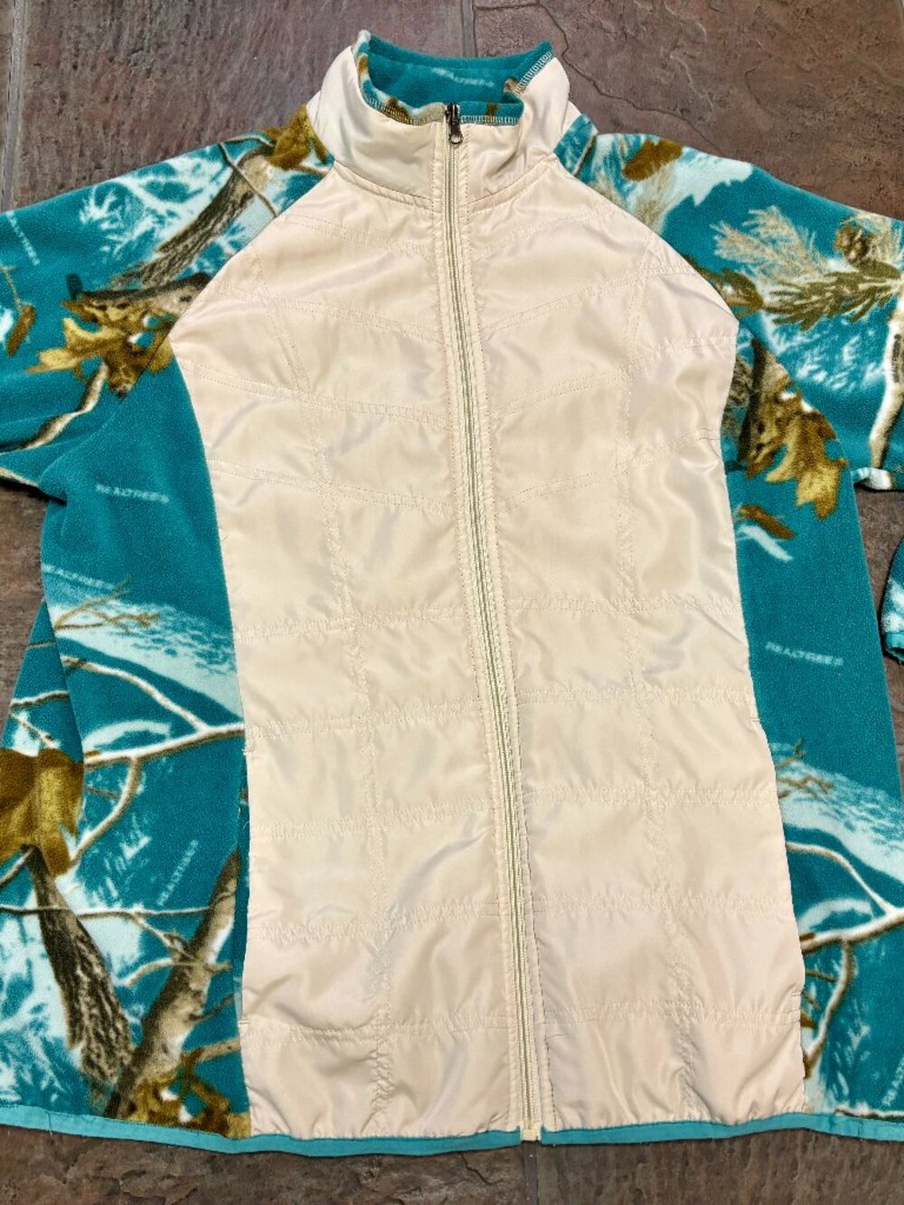 ~~Northcrest Women Blue/Camo Long Sleeve Full Zip Fleece Sweater Size Xl..  ***S